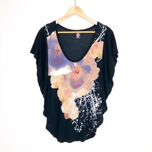 Free People Black Floral Top